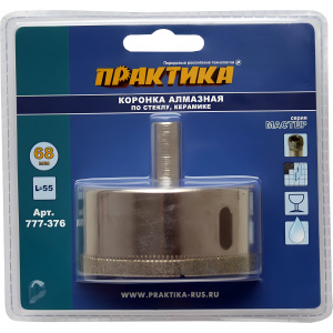 Коронка алмазная 68 мм (1 шт., стекло, керамика) Сделай сам ПРАКТИКА 777-376