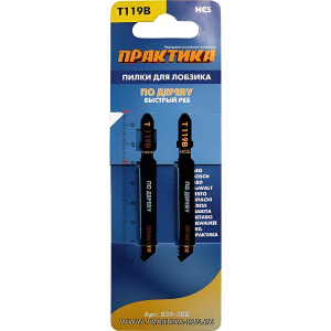 Пилки лобзиковые 75 мм T119B HCS (2 шт., дерево, ДСП, грубый рез) ПРАКТИКА 034-588