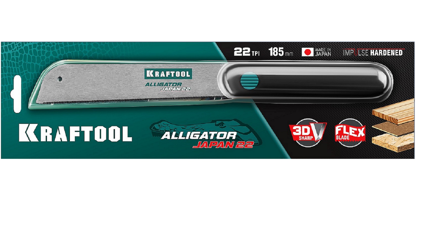 Ножовка по дереву 185 мм KRAFTOOL Alligator Japan 22 1-15194-18-22