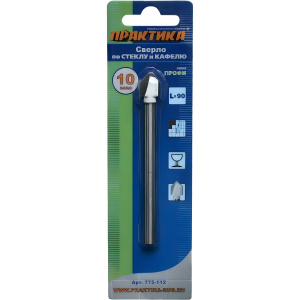 Сверло по стеклу 10 х 90 мм V-тип Профи ПРАКТИКА 775-112