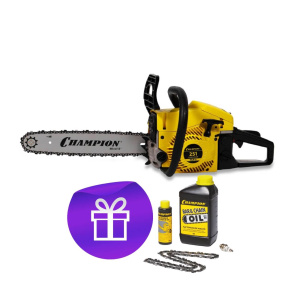 Бензопила CHAMPION 251-15"-0,325-1,5-64 (легкий старт) + ПОДАРОК (масло, свеча, цепь, смазка цепи)
