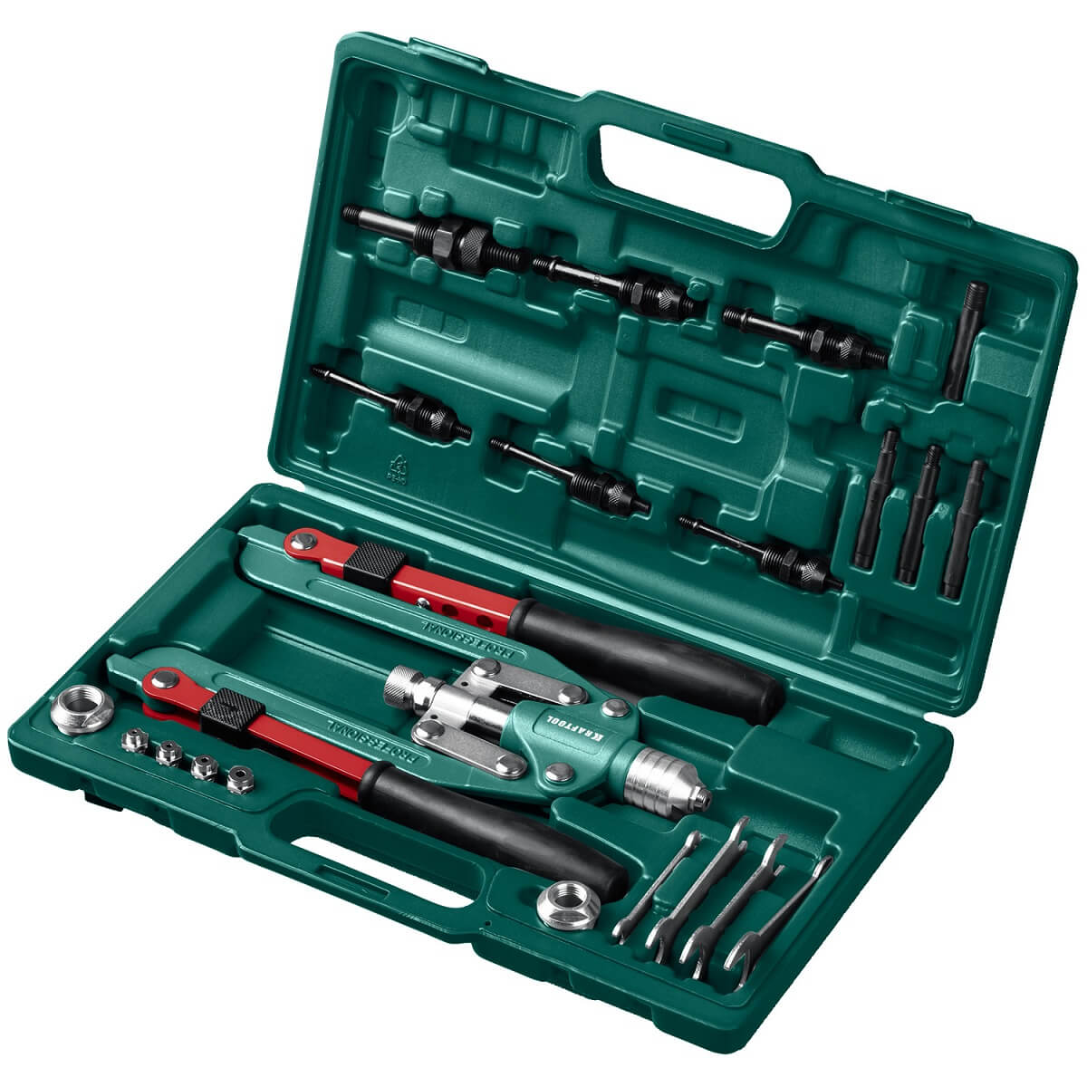 Заклепочник KRAFTOOL Combo-M12, комбинированный, складной (3 вида заклепок, в кейсе) 31182_z01