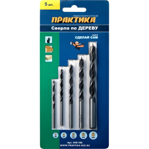 Набор сверл по дереву 5 шт. (3-8 мм) Сделай сам ПРАКТИКА 640-186