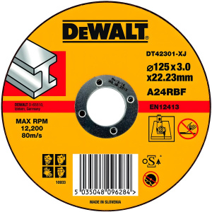 Диск отрезной 125 х 3.0 х 22.2 мм (металл) DeWalt DT42301