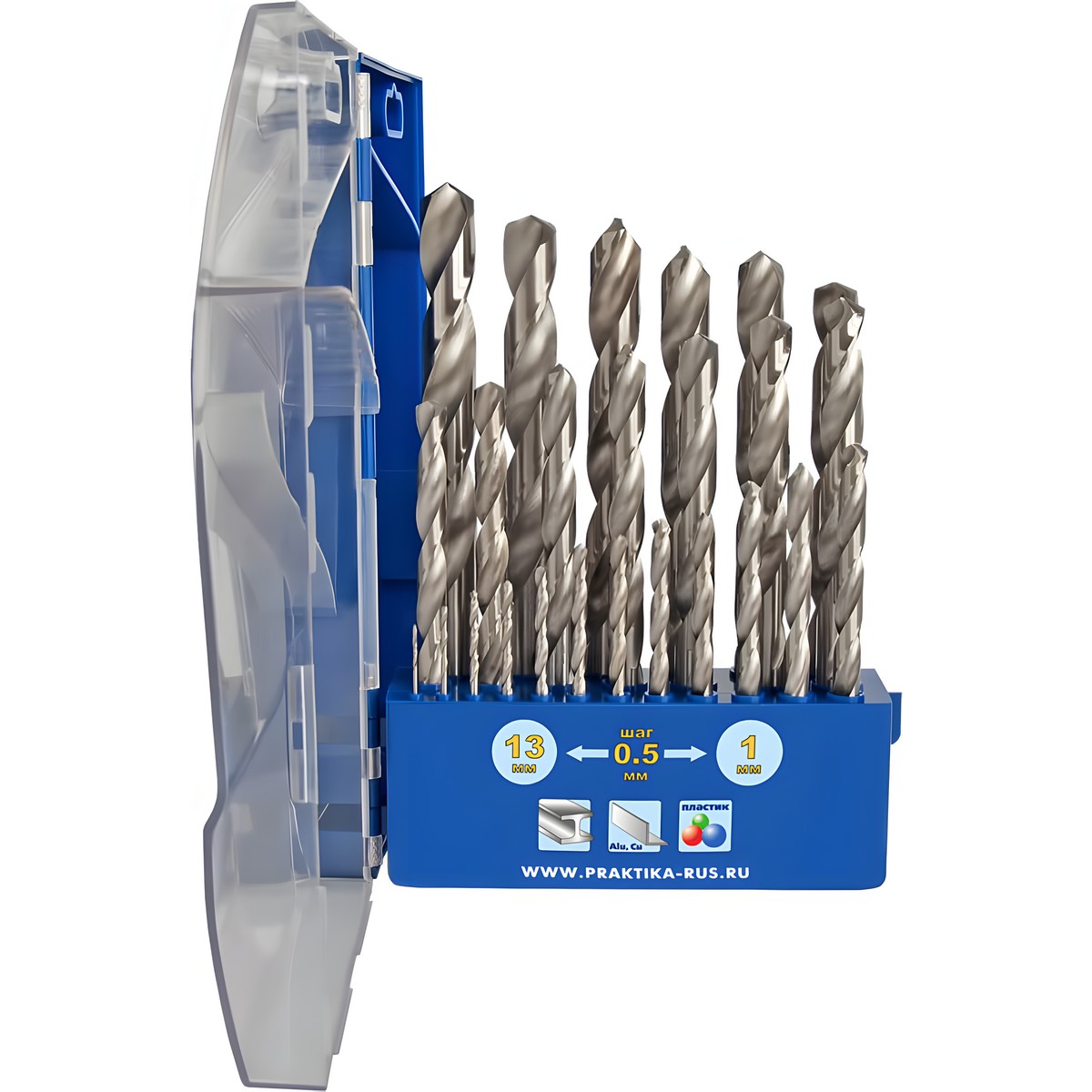Набор сверл по металлу 25 шт. (1-13 мм) Профи ПРАКТИКА 640-315