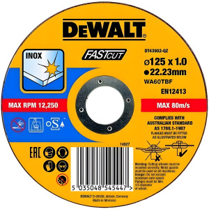 Диск отрезной 125 х 1.0 х 22.2 мм (тип 4, быстр. рез) DeWalt DT43902