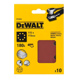 Лист шлифовальный 115 х 115 мм P180 (1 шт., 8 отв.) DeWalt DT3024