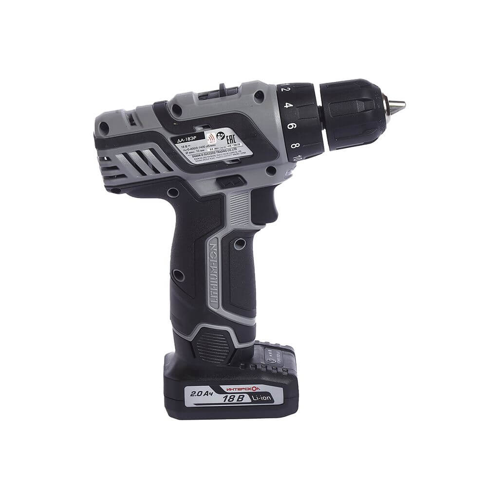 Дрель аккумуляторная ИНТЕРСКОЛ ДА-18ЭР (2 АКБ х 2.0Ah, Li-Ion) ПРОМО