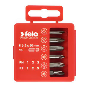 Набор бит, 6 шт. (PZ1-3, PH1-3 50 мм, в пласт. кейсе) FELO 03291516