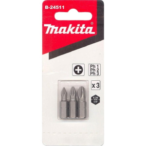 Набор бит PH2/PH2/PH3 х 25 мм C-form (3 шт) MAKITA B-24511