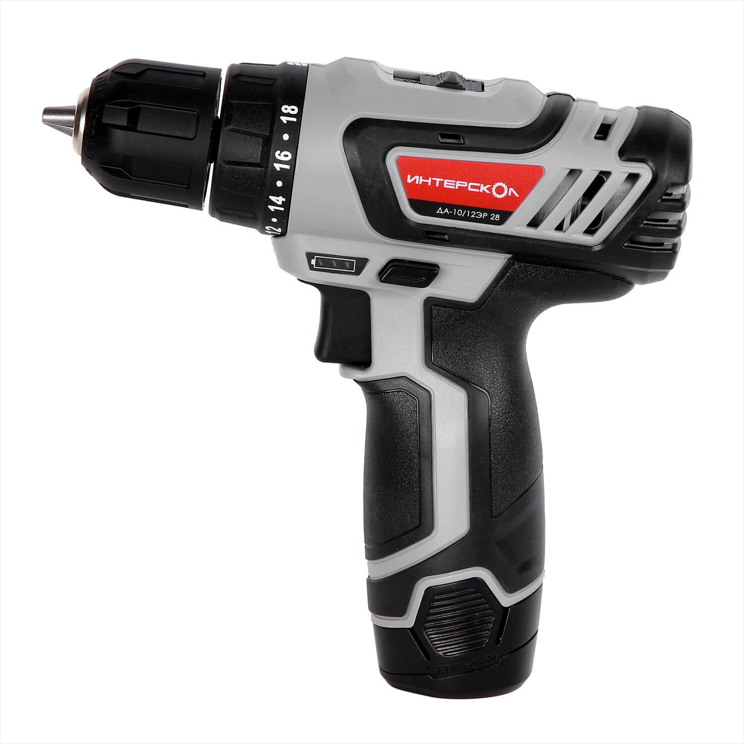 Дрель аккумуляторная ИНТЕРСКОЛ ДА-10/12ЭР 28 (Li-Ion, 2 акк.*2,0 Ач)