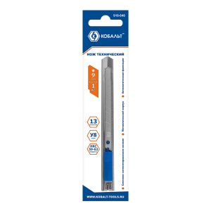 Нож технический 9 мм, металлический корпус, автостоп, доп. фиксатор лезвия КОБАЛЬТ 916-646