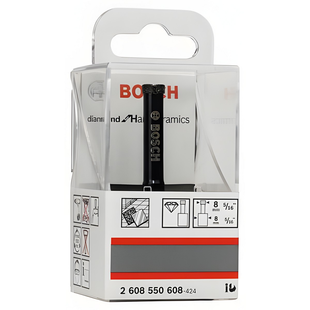 Сверло алмазное 8 мм Diamond for Hard Ceramics BOSCH 2608550608