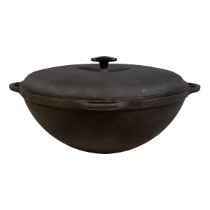 Кастрюля-казан чугунная 22 л с чугунной крышкой АМФОРА