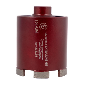 Сверло алмазное для подрозетника 72х6хМ16 (бетон, сухое, микроудар) ExtraLine HIT DIAM 311118