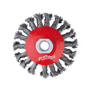 Щетка для УШМ №025 (100 мм, коническая, М14, витая сталь) АТАКА 22218