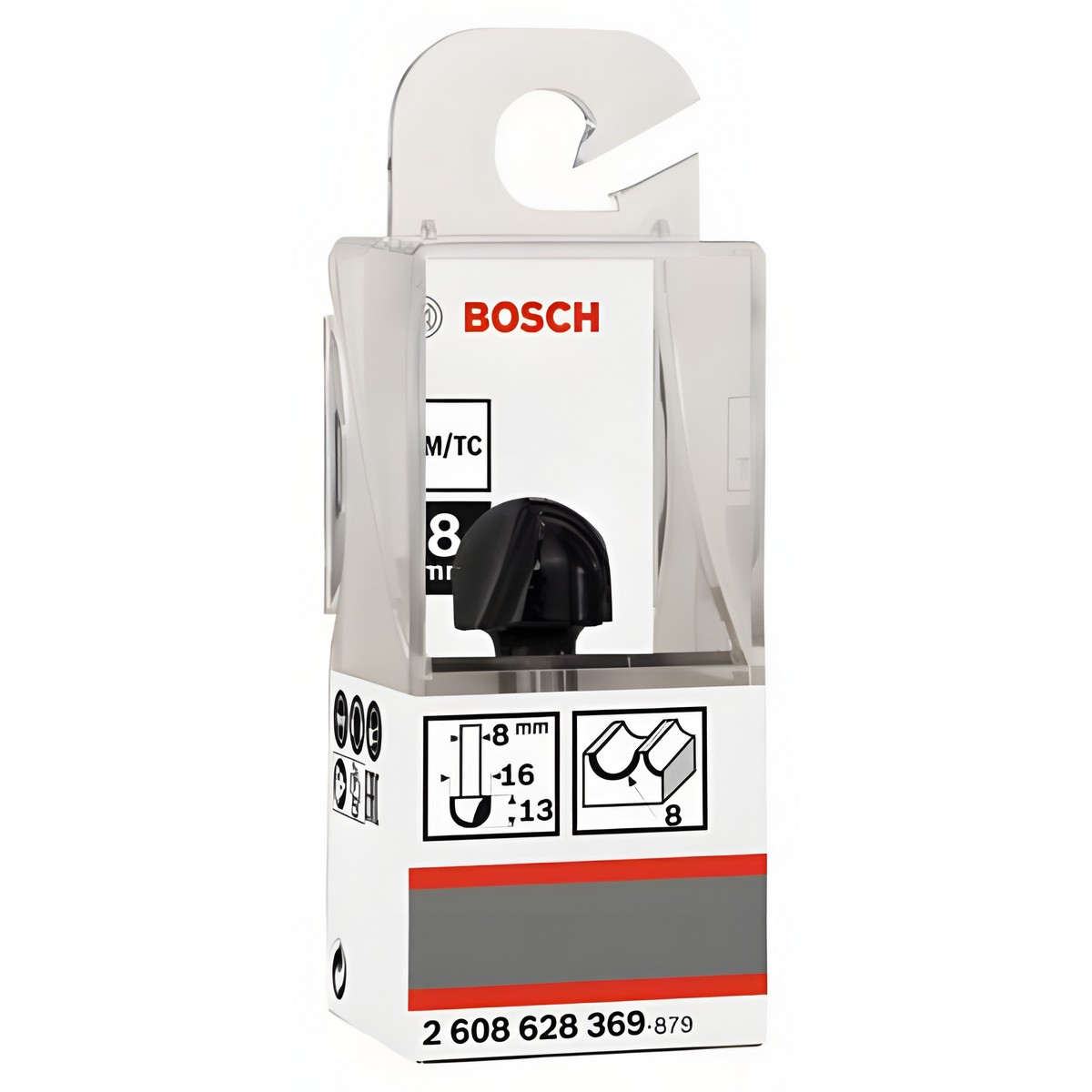 Фреза галтельная (d8/D16/H12.4/L45/R8) HM BOSCH 2608628369