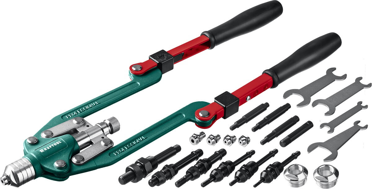 Заклепочник KRAFTOOL Combo-M12, комбинированный, складной (3 вида заклепок, в кейсе) 31182_z01