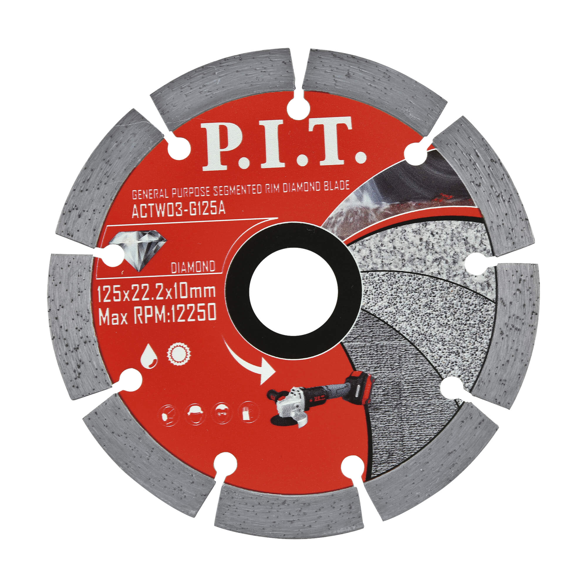 Диск алмазный 125x22,2x1,4 мм (сегментированный)P.I.T. (ACTW03-G125A)
