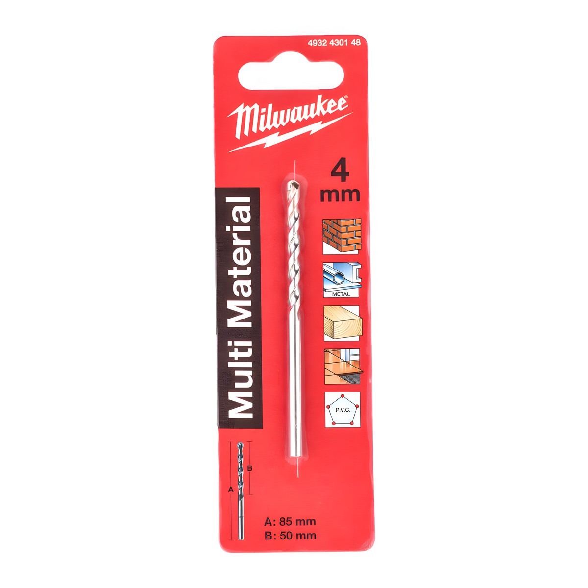 Сверло универсальное 4,0 х 85 мм MILWAUKEE 4932430148