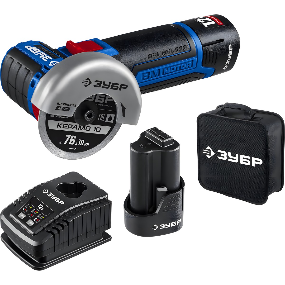 Шлифмашина угловая аккумуляторная ЗУБР AB-76-22 Профессионал