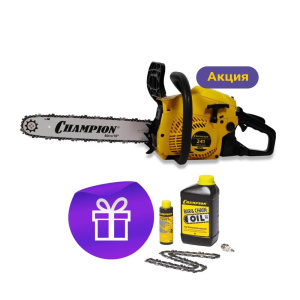Бензопила CHAMPION 241-16"-3/8-1,3-56 (легкий старт) + ПОДАРОК (масло, свеча, цепь, смазка цепи)