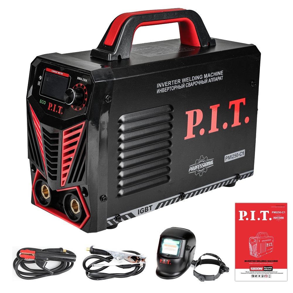 Сварочный аппарат P.I.T. PMI250-C1 IGBT (6.8кВт, 250А, ПВ-45, ММА 1.6-4.0мм,маска, краги, электроды)