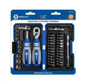 Набор бит и головок (38 пр., трещотка, кейс) КОБАЛЬТ 915-069