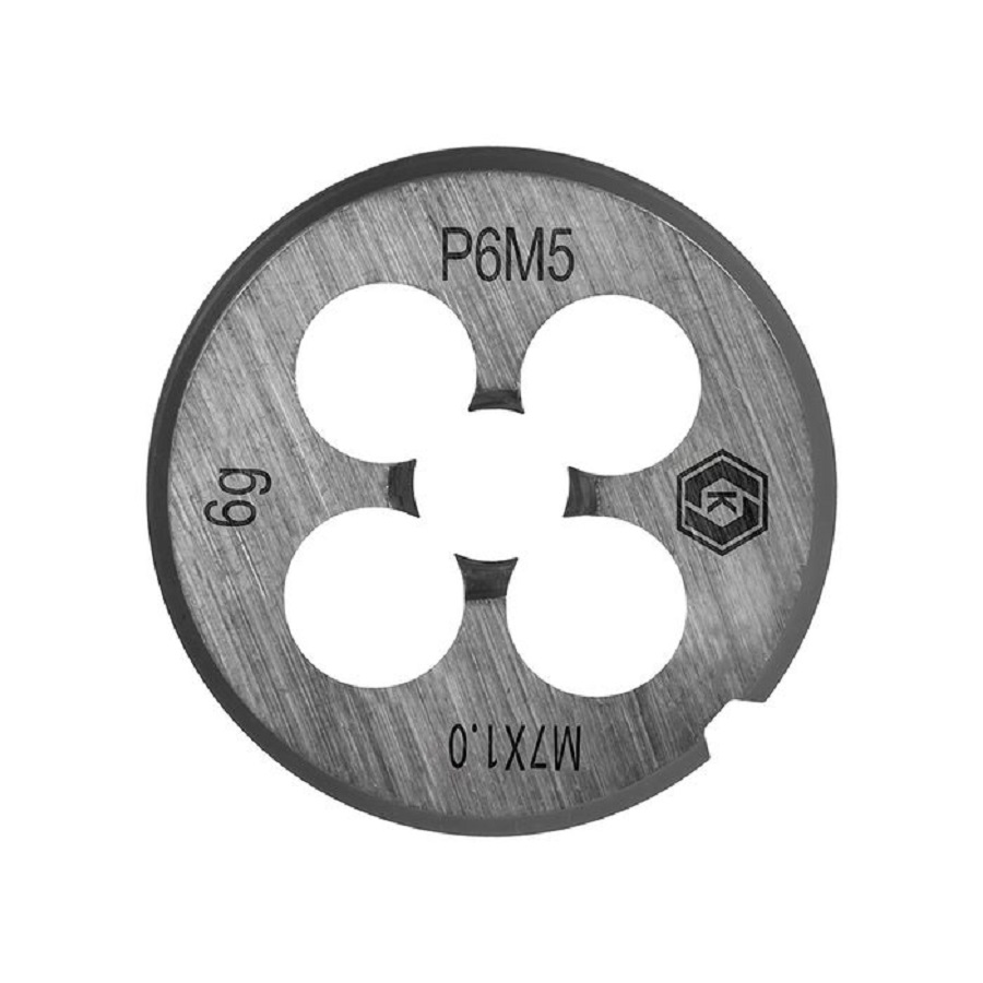 Плашка по металлу М7 х 1 мм, ручная, правая, точность 6g, сталь Р6М5 КОБАЛЬТ 925-983