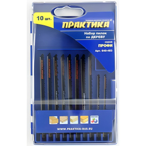 Набор пилок для лобзика 10 шт. (дерево, 7 типов) ПРАКТИКА 640-483