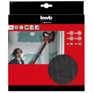 Набор шлифовальных сеток и дисков KWB 225 мм, 15 шт. 491066