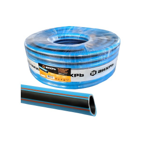 Шланг поливочный 25 м, 3/4'', ПВХ, усиленный премиум, пищевой,четырехсл., арм. ВИХРЬ (синий)