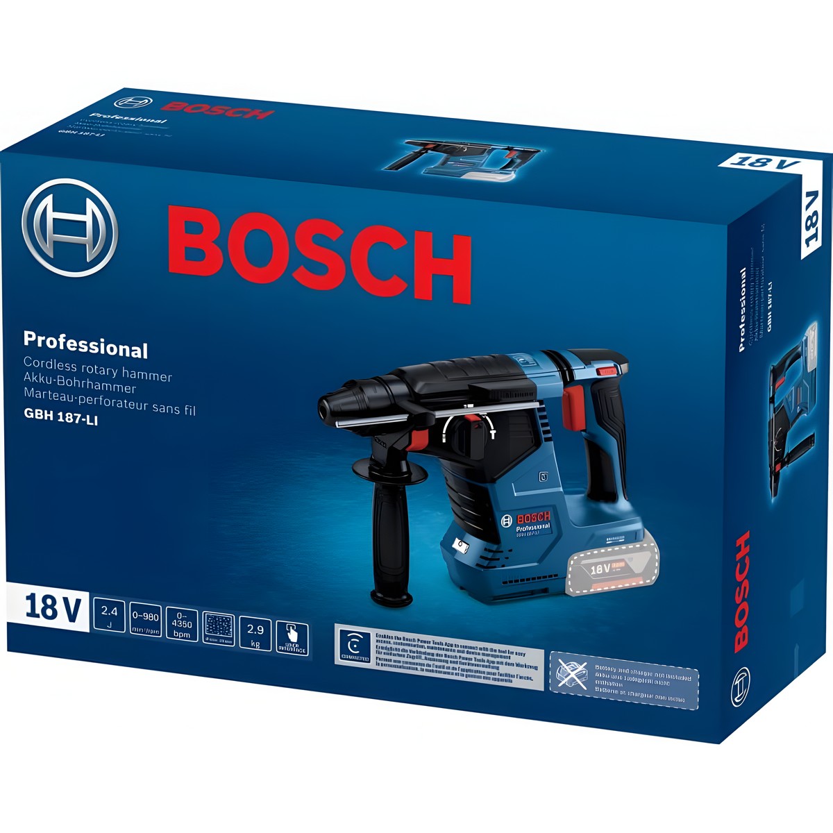 Перфоратор аккумуляторный BOSCH GBH 187-LI (без АКБ и ЗУ) 0611923020