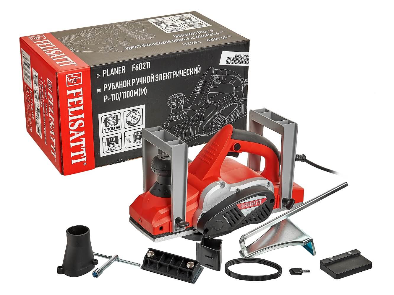 Рубанок FELISATTI FT6003 HD (1200ВТ, 110нож, 0-3мм)