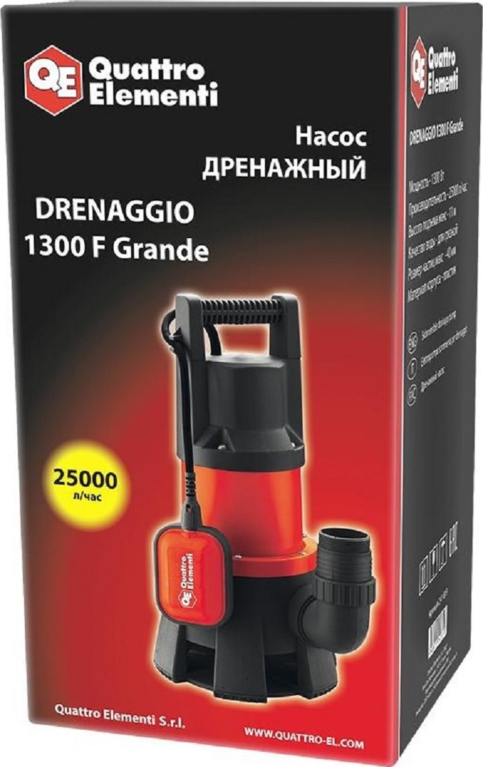 Насос дренажный QUATTRO ELEMENTI Drenaggio 1300 F Grande