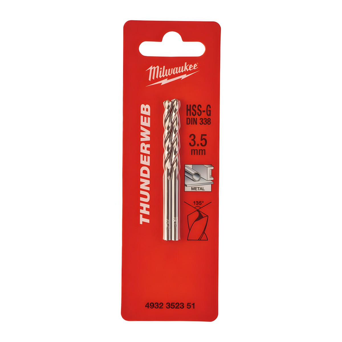 Сверло по металлу 3,5 х 70 мм (2 шт.) HSS-G Thunderweb MILWAUKEE 4932352351