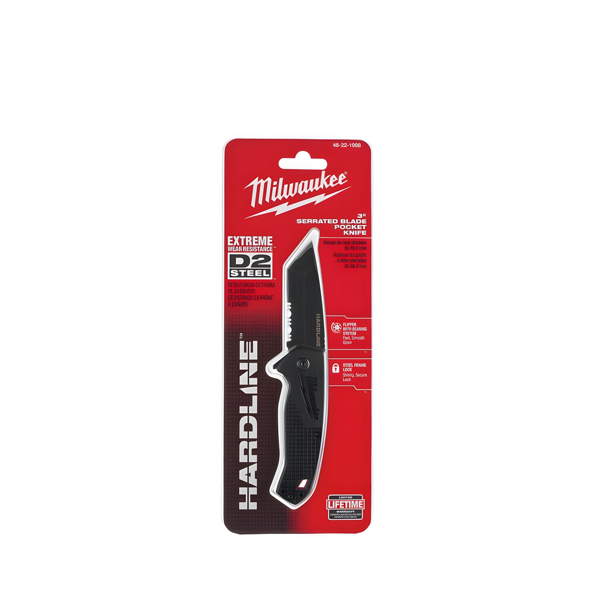 Нож раскладной Hardline Serrated MILWAUKEE 48221998