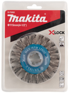 Щетка дисковая 115 мм (для УШМ, X-Lock, витая сталь 0.5 мм) MAKITA D-73352