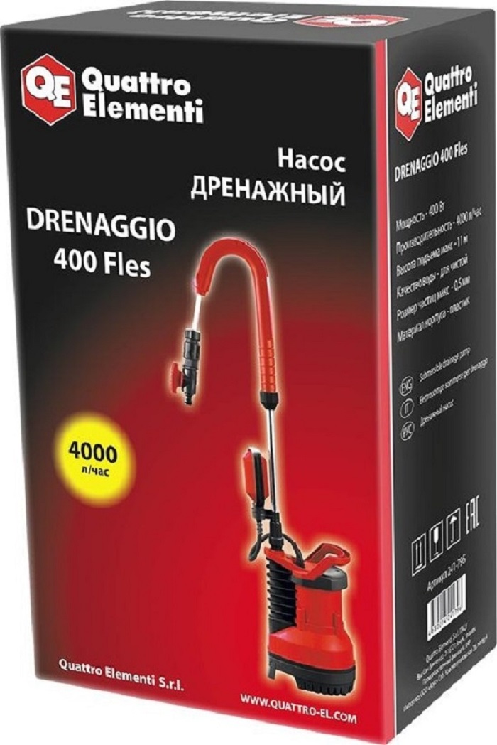 Насос дренажный QUATTRO ELEMENTI Drenaggio 400 FLES