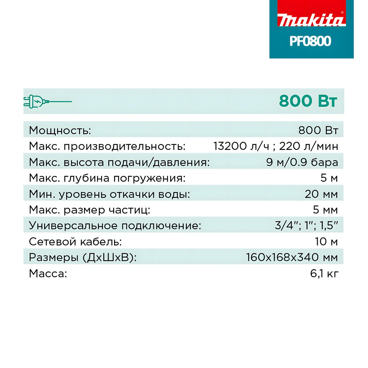 Насос погружной MAKITA PF0800