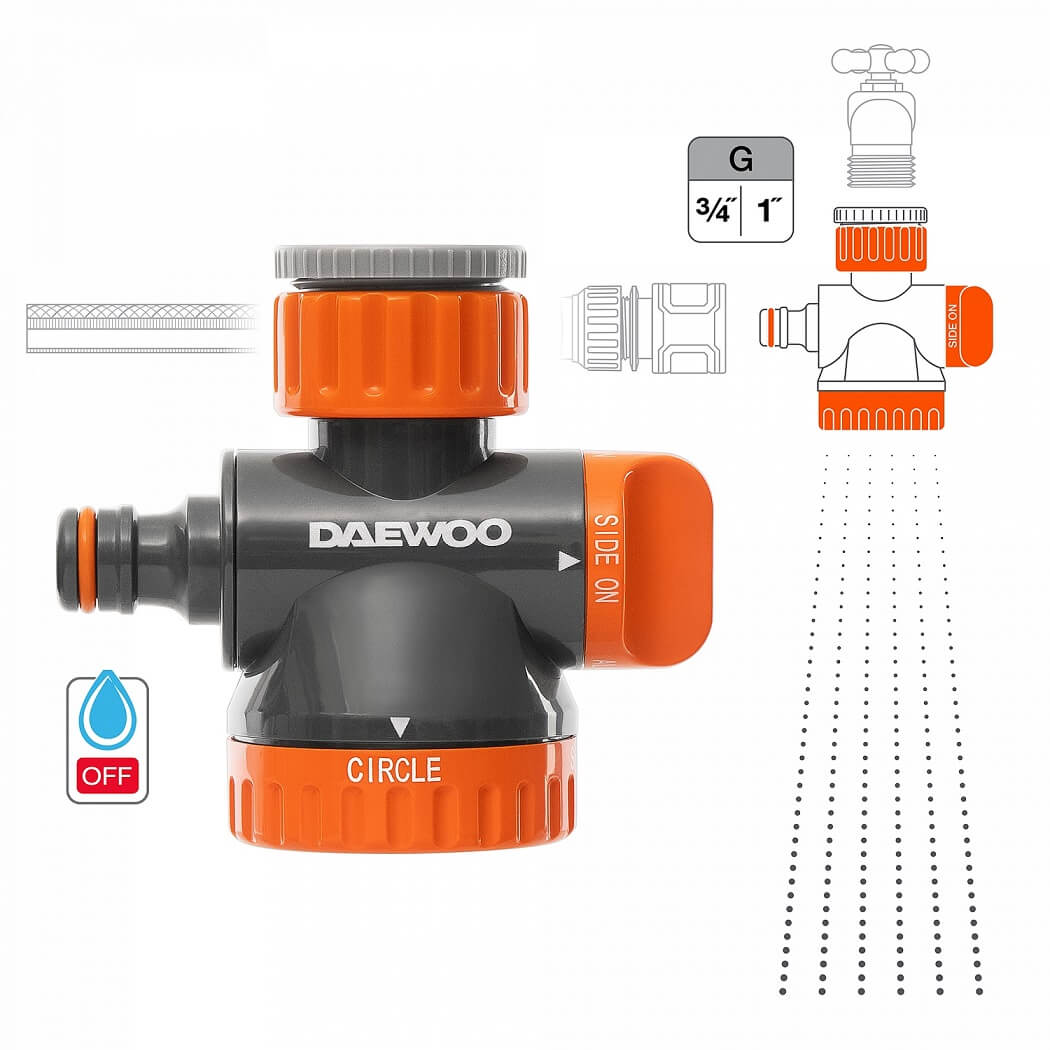 Адаптер 2-х канальный с лейкой для крана 26,5 мм (3/4'') и 33,3 мм (1'') DWC 1325 DAEW