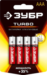 Батарейка AAA (1.5 В, 1 шт., алкалиновая) ЗУБР TURBO 59211-4C_z01