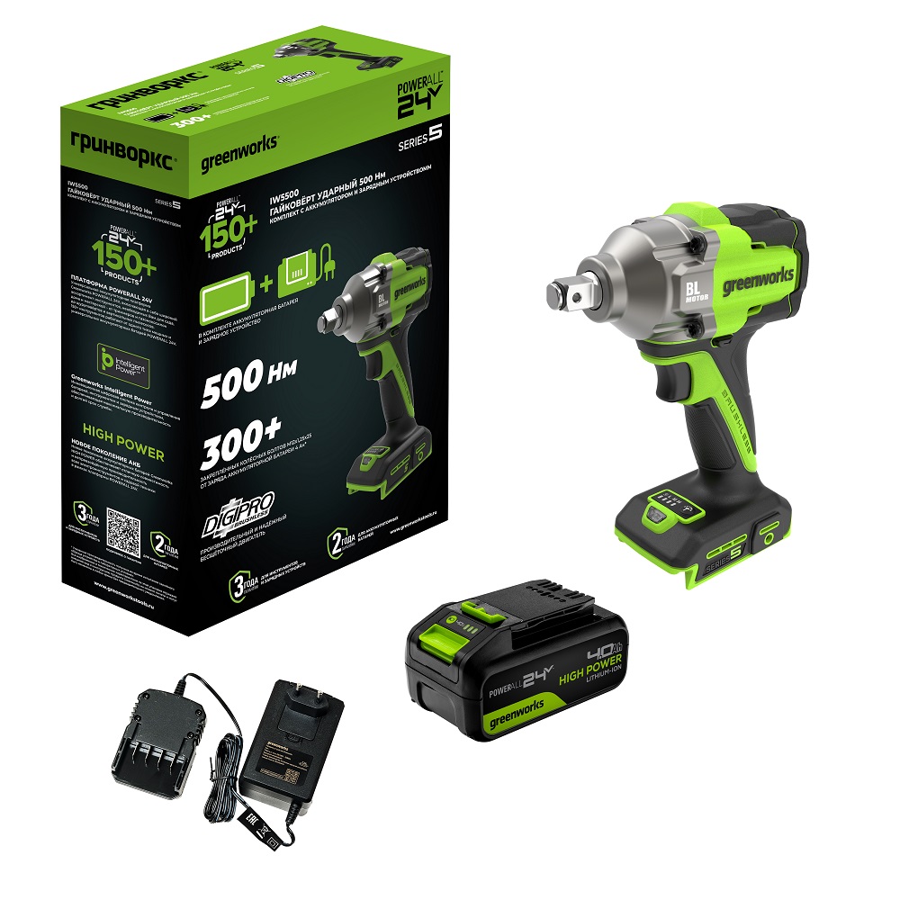 Гайковерт аккумуляторный ударный GREENWORKS IW5500 3805007CUB