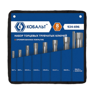 Набор ключей торцевых трубчатых 8 шт., вороток (6-22 мм, чехол) КОБАЛЬТ 924-696
