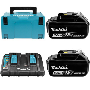 Набор (DC18RD + BL1860B - 2 шт., 6.0Ah, кейс MakPac тип 3) MAKITA 198080-9