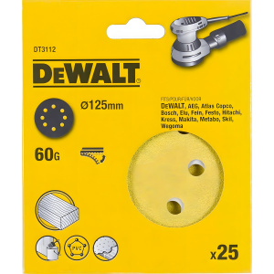 Круг шлифовальный 125 мм P60 (1 шт., дерево, краска) DeWalt DT3112