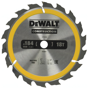 Диск пильный 184 х 16 мм 18T CONSTRUCTION Extreme DeWalt DT1938