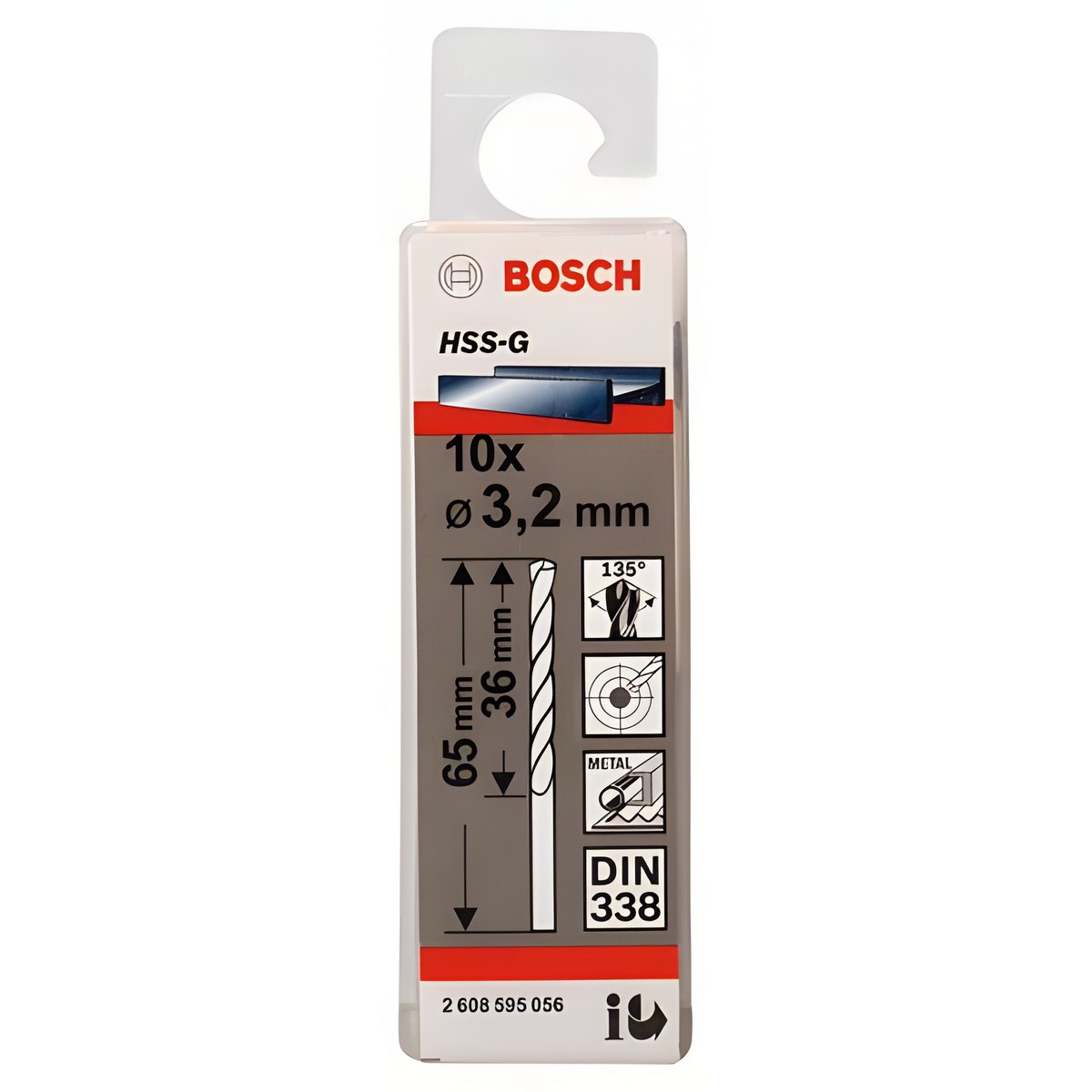 Сверло по металлу 3.2 х 65 мм (1 шт.) HSS-G BOSCH 2608595056