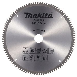 Диск пильный 260 х 30 мм 100T, универсальный (алюминий, дерево, пластик) MAKITA D-81804