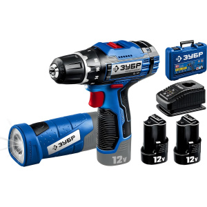 Дрель-шуруповерт ЗУБР Профессионал DL-121-22F + LED фонарь (кейс)